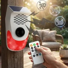 Waterproof Solar Motion Alarm - Custom Voice & Remote Control - 20ft Range