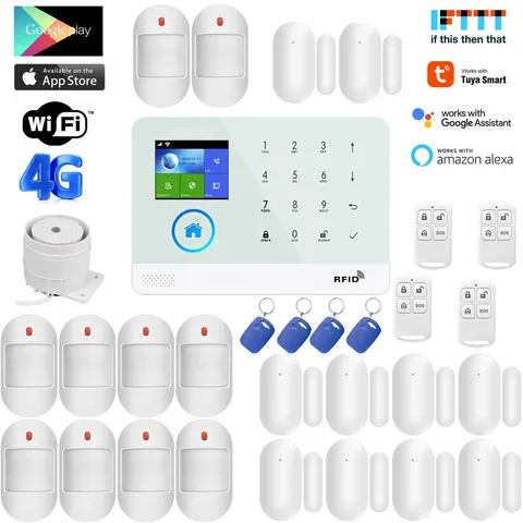 D33 WIFI 4G Internet TUYA APP Wireless Wired Home Security Burglar Alarm System