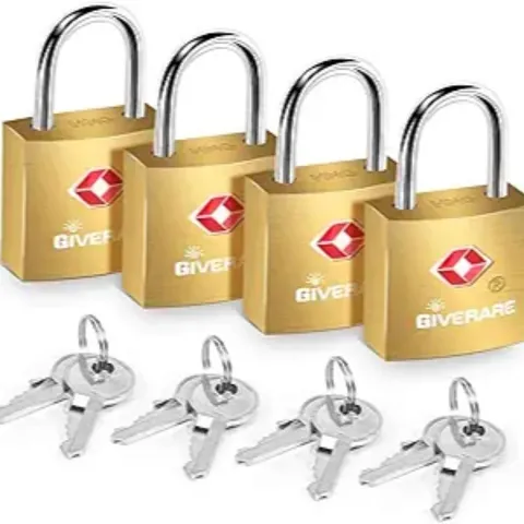 4 Pack TSA Approved Travel Luggage Locks with Keys, Solid Brass Copper Keyed Pad