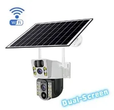 8MP 4K Solar Security Camera Dual Lens WiFi PIR Night Vision w/64GB MMC Free