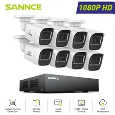 SANNCE 5IN1 8CH DVR 1080P Security Camera System Outdoor Human Vehicle Detection