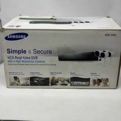 Samsung 4CH Real-Time DVR w/ 4 Hi-Res Cameras 1TB HDD #SDE-3003 New Open Box