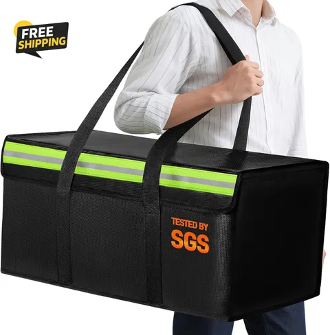 Large Fireproof Document Bag for Home Safe Storage, 24 X 12 X 12In, Black