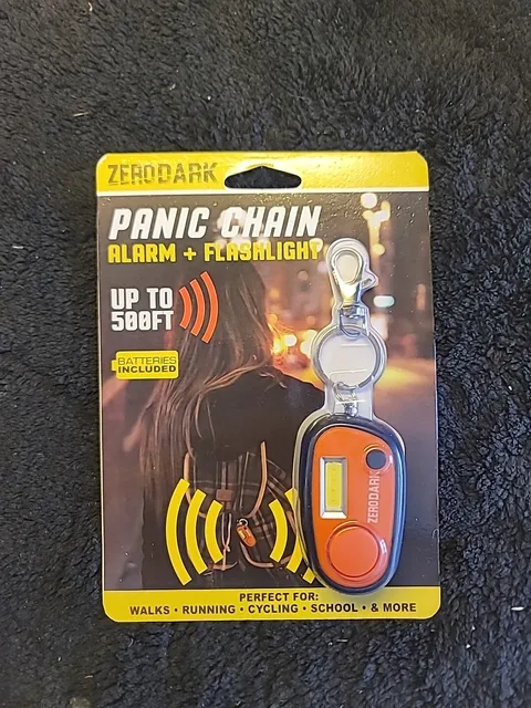 ZERODARK PANIC CHAIN ALARM & FLASHLIGHT KEYCHAIN ORANGE SEALED 