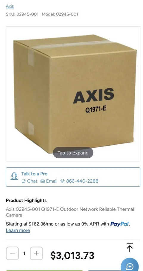 Axis Q19 Series Q1971-E- 19mm 30fps Thermal network camera