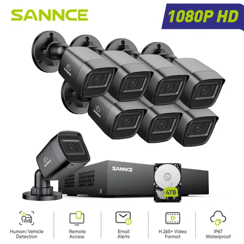 SANNCE 1080P 4CH 8CH 5IN1 DVR Home Security Camera System Outdoor Night Vision