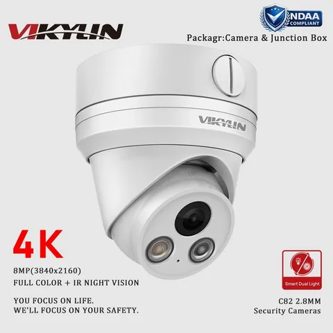 VIKYLIN 4K 8MP Dual Light IP Camera with Waterproof Junction box Smart Light NDA