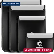 4 Pack Fireproof Document Bags, Waterproof Document Pouch Holder with Zipper, Fi