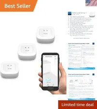 Water Leak Sensor 3-Pack, LoRa Up to 1/4 Mile Open-Air Range Smart Water Leak...
