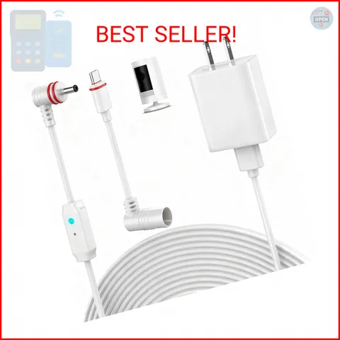 25FT Power Cord Compatible with Ring Spotlight Cam Pro(Battery), Stick Up Cam Ba