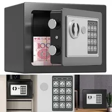 Mini Digital Safe Box w/ Keypad & Keys for Cash Jewelry Home Office