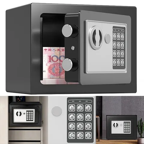 Mini Digital Safe Box w/ Keypad & Keys for Cash Jewelry Home Office