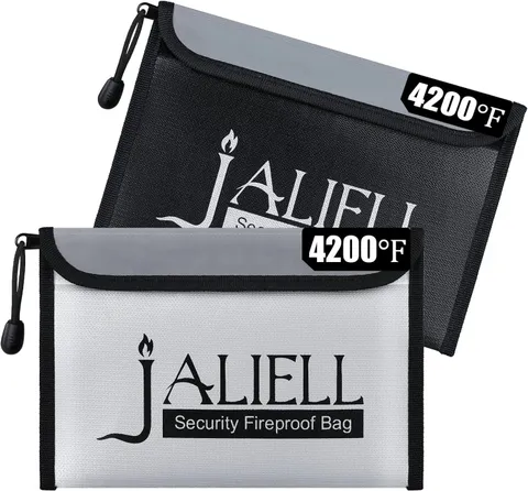 2 Pack Fireproof Money Bag (9.5x6.5''), Non-itchy Waterproof Fireproof Bag with