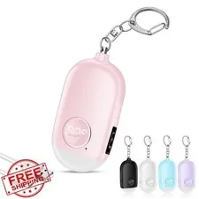 Hion Pink Personal Safety Alarm, 130dB Keychain, LED Flashlight