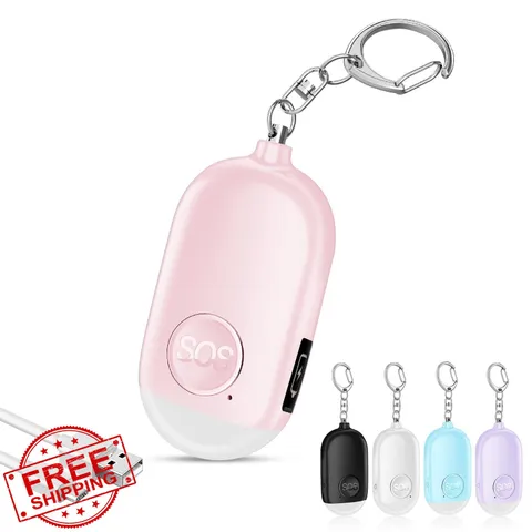 Hion Pink Personal Safety Alarm, 130dB Keychain, LED Flashlight