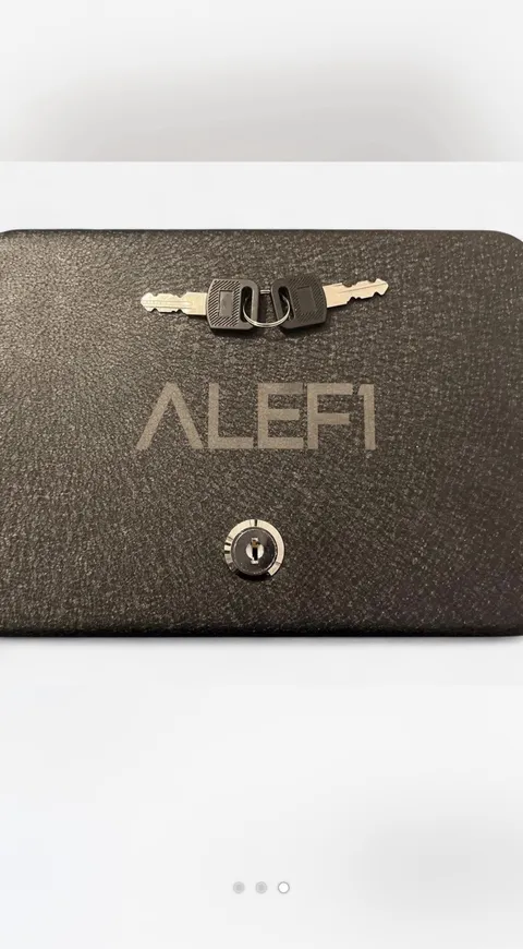 ALEFI Small Portable Metal Money Safe, Matte Black Key Lock Box w/ 2 Keys