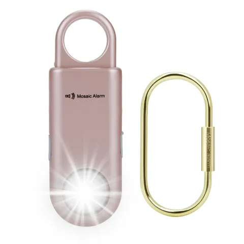 135dB Rechargeable Personal Safety Alarm Strobe Light Flashlight RoseGold