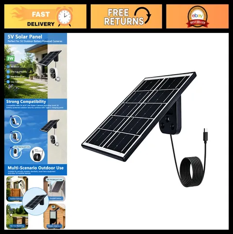 3W 5V USB C Solar Panel for Outdoor Security Camera - Eco-Friendly, IP66 Waterpr