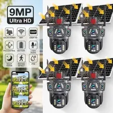 9MP Solar Battery Powered Wireless WiFi Outdoor Pan/Tilt Home Security Camera US