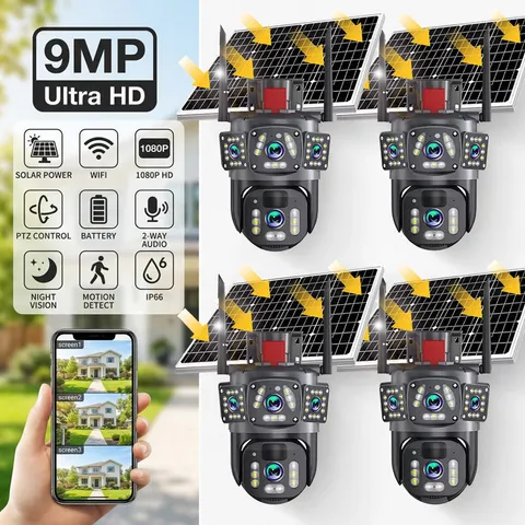 9MP Solar Battery Powered Wireless WiFi Outdoor Pan/Tilt Home Security Camera US