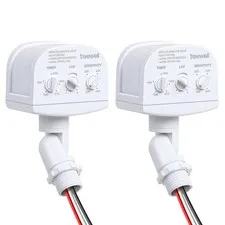 2 Pack 240-Degree Replacement Motion Sensor, Adjustable LUX(5-300) & Time & Dete