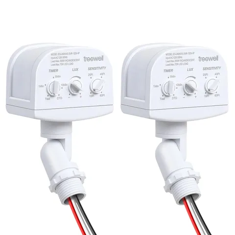 2 Pack 240-Degree Replacement Motion Sensor, Adjustable LUX(5-300) & Time & Dete