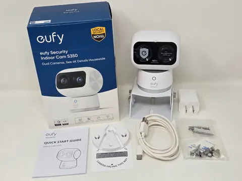 CIB eufy S350 Security Wired Indoor 4K Camera Dual Lens + Tilt Mount (T8416121)