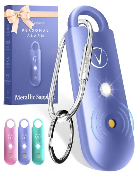 Personal Alarm for Self Defense with Low Battery Notice, Strobe Light & Extra...