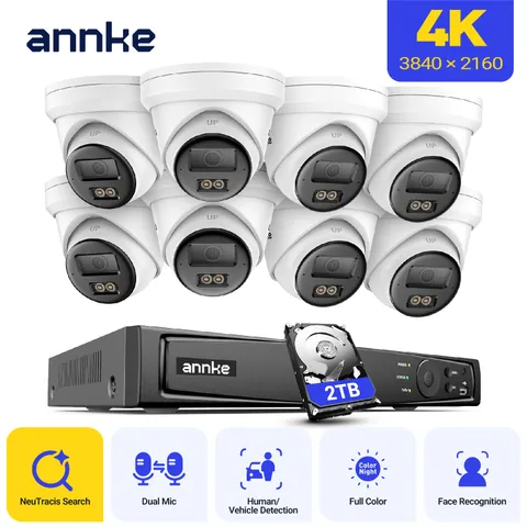 ANNKE 8CH NVR 4K Audio POE Security Camera System NeuTracis AI Video Search IP67