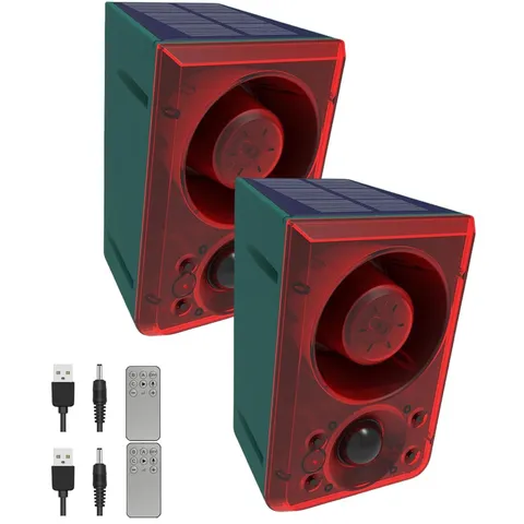 HULPPRE 2pack Solar Outdoor Motion Sensor Alarm-Dog Barking or Gunshot Sound,...
