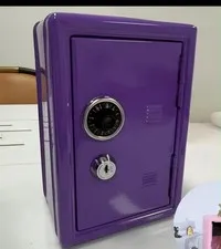 1pc Safe Metal Money Box With Key And Combination Lock Removable Drawer Purple