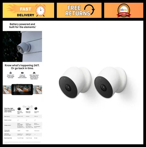Outdoor/Indoor Security Camera - 2 Pack - 1080p HDR Video, Smart Alerts, Alexa C