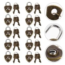 10Pcs Coffee Color Heart Shape Padlocks Iron Durable Versatile Padlocks for Home