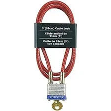 Master Lock 719D Steel Cable with Integrated Outdoor Padlock with Key, 1 Pack
