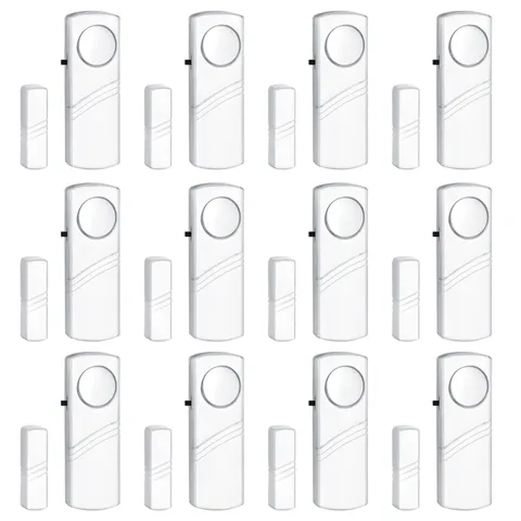 Personal Security Window & Door Alarm Bell 12 Pack, white