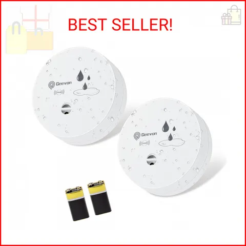 Geevon 2 Pack Water Leak Detectors, 100dB Water Sensor Alarms Flood Detector for