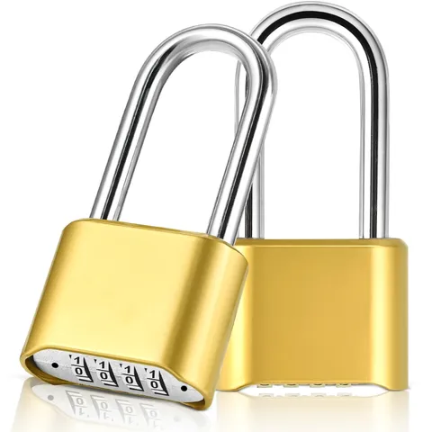 Heavy Duty 4-Digit Combination Padlock - Weatherproof Lock for Gym, Gates, 2 Pac