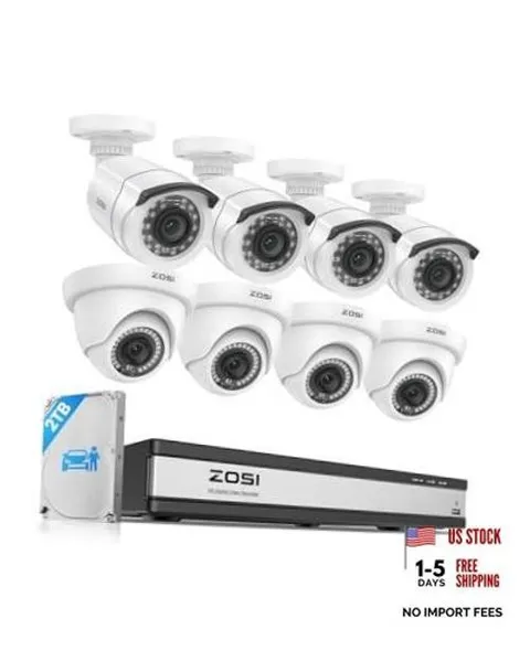 3K Lite 16CH Wired Security Camera System, 8 X 2MP Cameras, 2TB 16CH-8Cam-2TB