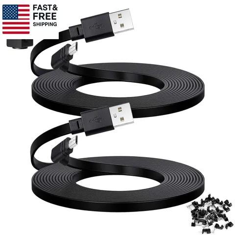 2-Pack 30 Ft Cable for WYZE Cam Pan V3 Outdoor Camera, Micro USB 90-Degree