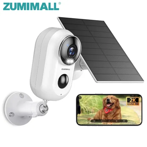 2K Solar Security Camera Wireless Outdoor, 2.4Ghz Wifi, Color Night Vision, Weat