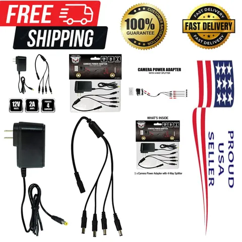 SPF-CAMP-2A Camera Adapter with 4-Way Power Splitter, Black