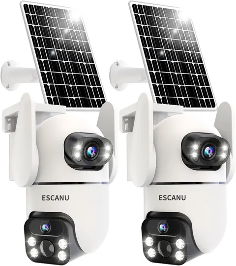 Solar Security Cameras Outdoor Wireless,Cameras for Home Security with Dual Lens