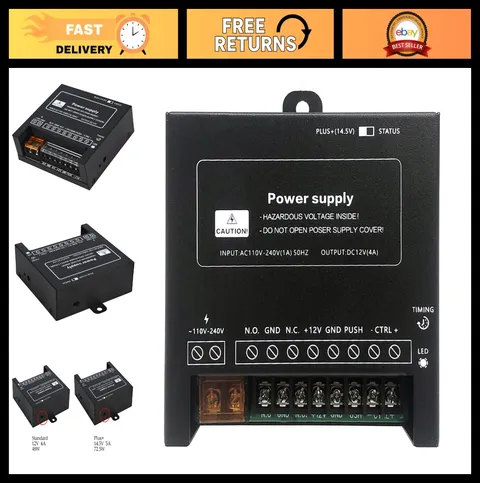 Electric Lock Power Supply Controller for Door Access System, 12V DC 4A, 110V-24