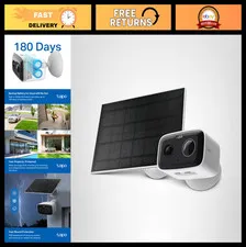 Wireless Outdoor Battery Camera Kit with Solar Panel, 1080P, Color Night Vision,
