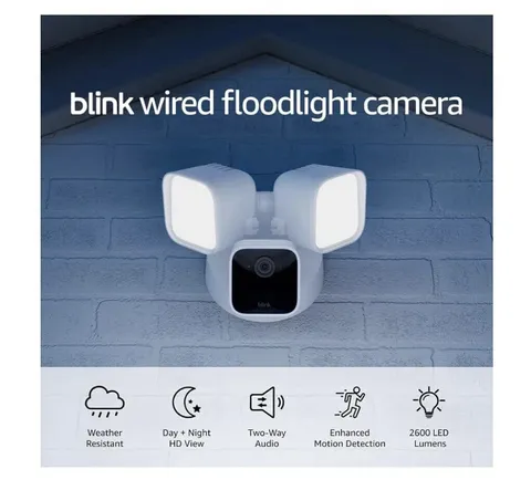 Blink Wired Floodlight Camera – Smart security camera, 2600 lumens HD live view 