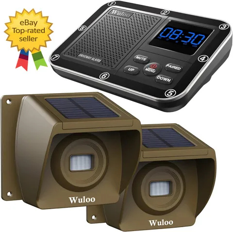 Solar Driveway Alarm Wireless Outdoor Motion Sensor 1800Ft Range Weatherproof