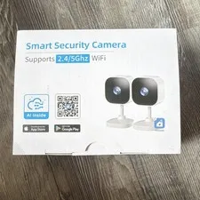 2K Wireless Wi-Fi Indoor IP Security Cameras 2 Pack White Google Assistant