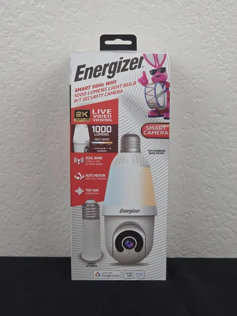 Energizer 1000 Lumens Light Bulb Camera, 2K Outdoor Smart Home Security Camera