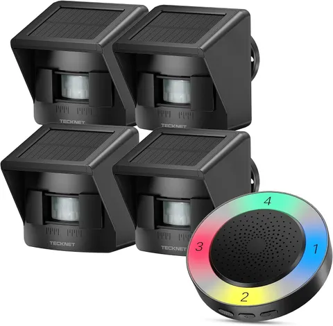 Non-APP Solar RGB Wireless Driveway Alarm 1 Receiver 4 Sensor