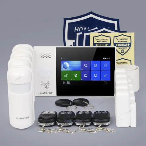 HOMSECUR Wireless WIFI 4G Burglar Alarm System Touch Screen+4*PIR+Door Sensor